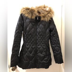 Laundry By Design Black Puffer with Faux Fur XS